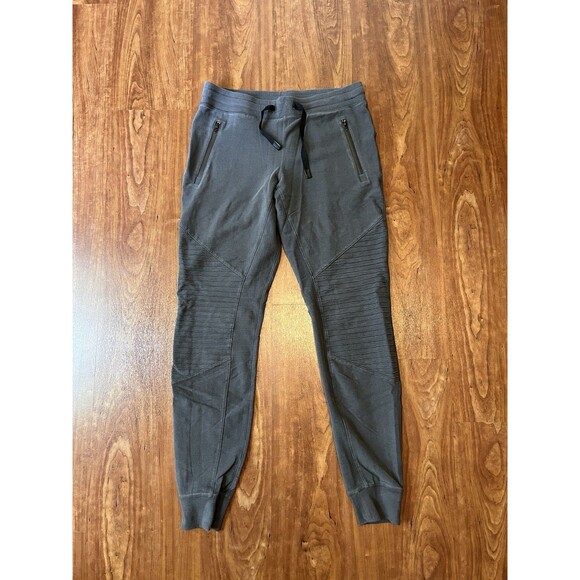 ALO YOGA Urban Moto Sweatpants Women Medium Gray Active Cozy Workout Jogger - Picture 1 of 7